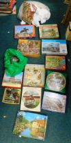 Various toys and games, to include family jigsaws, birds of prey, and others, and a small group of m