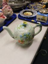 A Beswick floral teapot, on a green ground with bluebells.