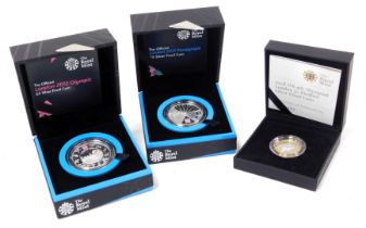 The Royal Mint commemorative five pound silver proof coins, for The Official London 2012 Olympic, an