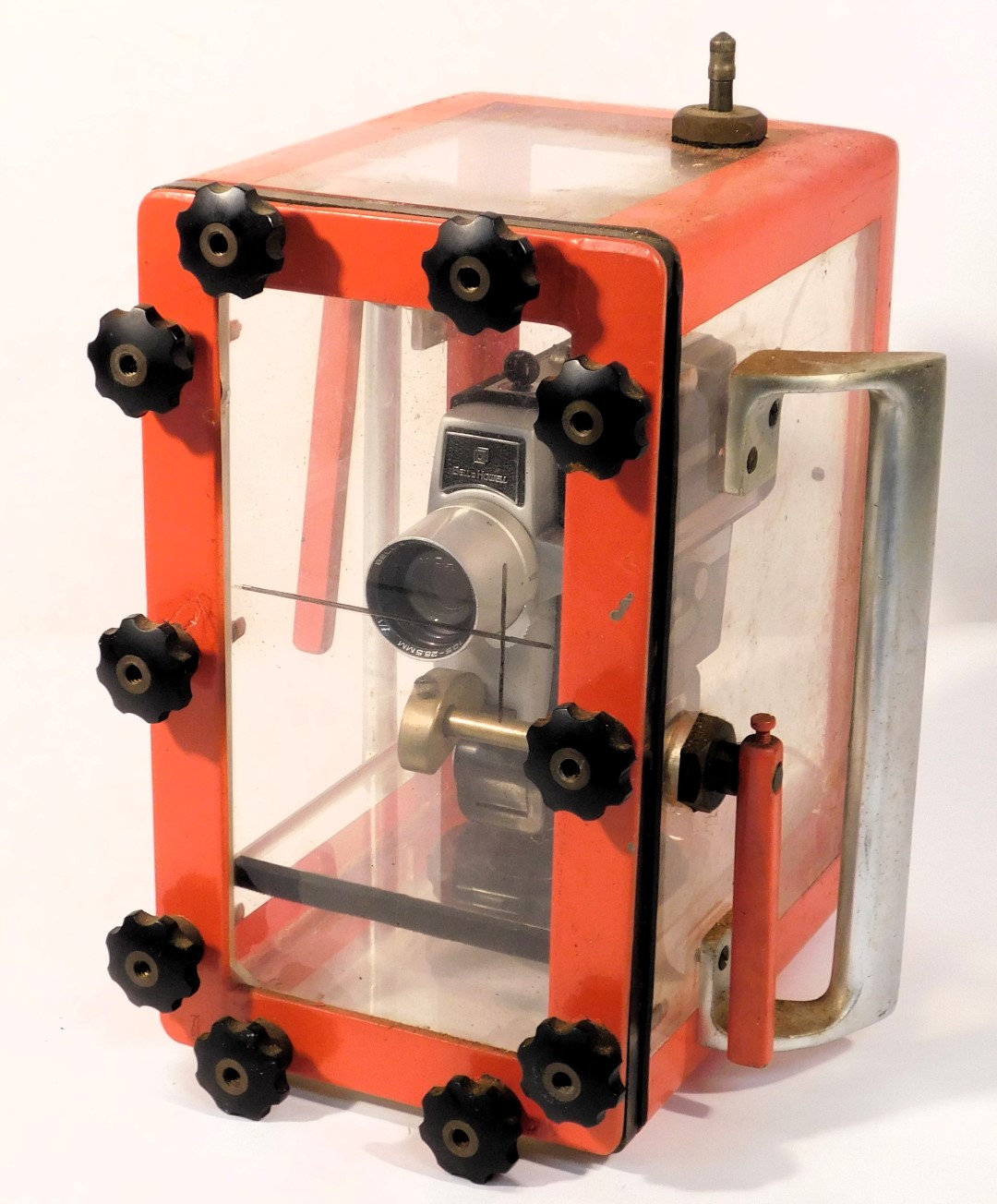 A diver's perspex and painted metal camera case, holding a Bell and Howell Focus-matic cine camera, - Image 2 of 6