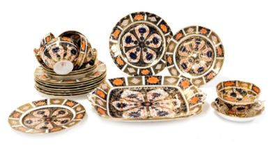 A Royal Crown Derby Imari porcelain part tea service, pattern no. 1128, comprising, bread plate, spo