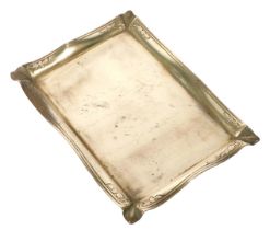 A late 19thC Tiffany and Company brass tray, with engraved script decoration, impressed marks verso,