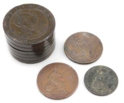 A George III cartwheel penny coin container, together with a George IV penny 1826, half penny 1826,