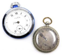 An early 20thC Dantes gentleman's silver plated pocket watch, open faced, keyless wind, circular sil