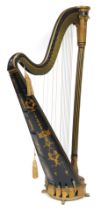 A Regency harp, by J Erat and Sons, makers, Wardour Street London, number 1185, the frame moulded wi
