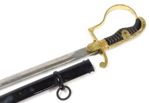 A Third Reich Wehrmacht officer's sword, with a gilt metal hilt, and languet with German eagle, cell