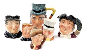 A group of Royal Doulton and other character jugs, including 'Arry, Mine Host D6470, Fat Boy, Capn C