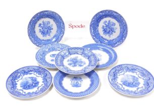 Eight Spode blue and white plates, The Blue Room Collection, comprising Continental Views (x2), Seas