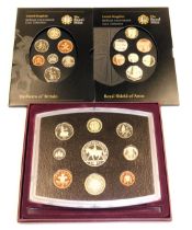 A Royal Mint United Kingdom proof coin collection 2002 and a brilliant uncirculated coin collection,