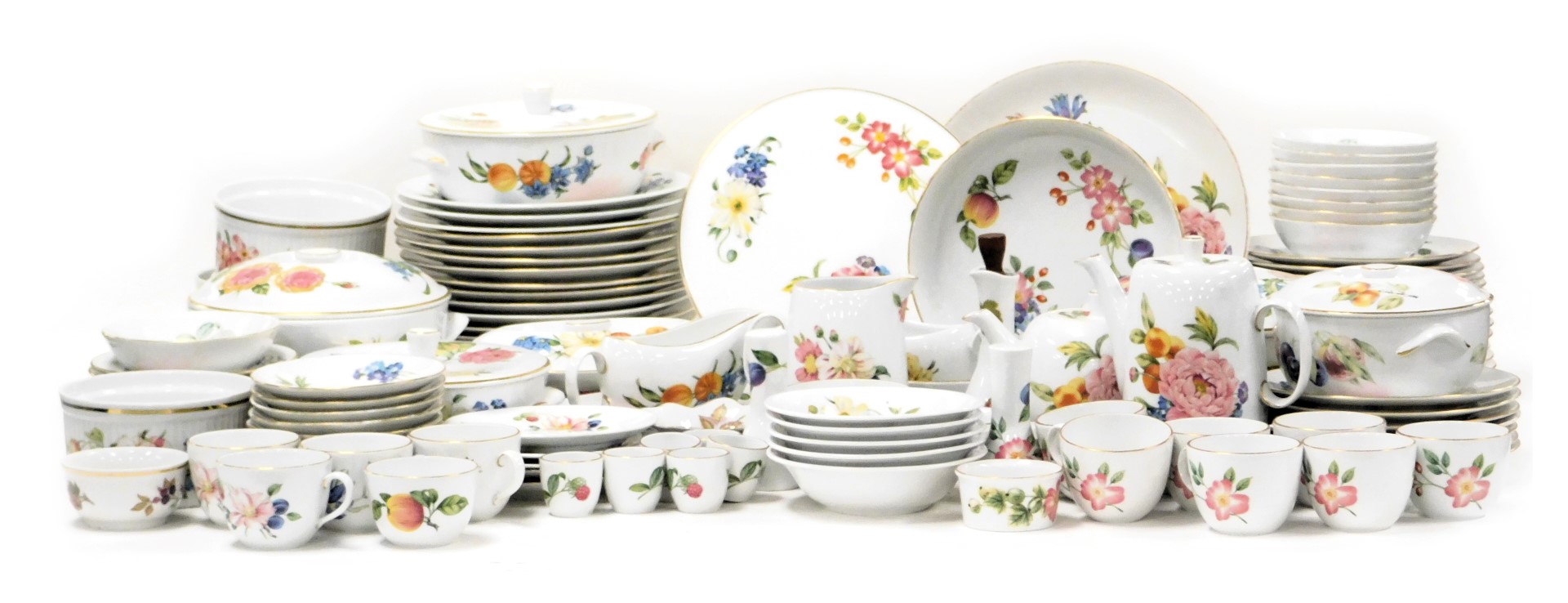 A Royal Worcester porcelain Pershore pattern dinner, tea and coffee service, oven to table wares, in