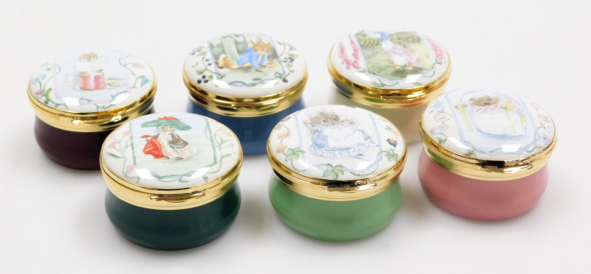 A set of six Crummels enamel Beatrix Potter boxes, for Royal Doulton, cased. - Image 2 of 5