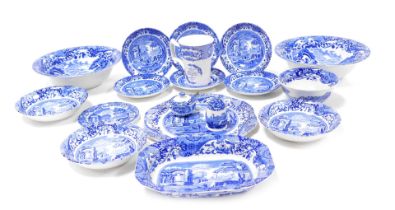 A group of Spode Italian pattern pottery, including a sandwich plate, fruit bowl, condiments, bowls