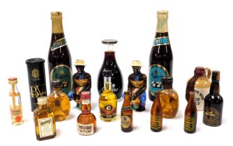 Miniature liqueurs and spirits, including John Haig Dimple Scotch Whisky, Croft Original Sherry, Har
