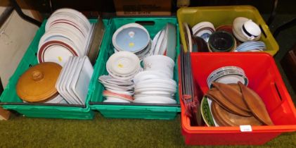 A quantity of household china, including plates, serving dishes, etc. (4 boxes)