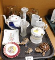 Ceramics, including a Wade teapot, miniature jugs, etc. (1 tray)