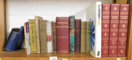 Books, items include Encyclopedia Britannica, The University Press Dictionary of Phrase and Fable, n