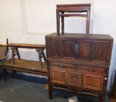 Five pieces of Chinese hardwood furniture. (AF)