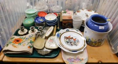 Ceramics and miscellaneous items, to include lamps, puzzle, ashtrays, dressing table sets, ceramic p