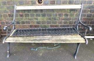 A cast metal ended wooden slatted garden bench. (AF)