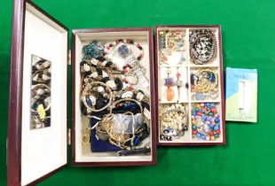 Costume jewellery, to include a costume box full of rings, necklaces, bangles, earrings, a further b