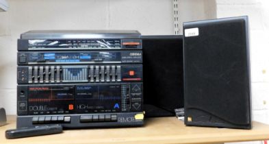 An Awia stacking stereo system, with twin cassette decks.