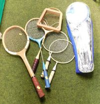 Badminton and tennis rackets. (5)