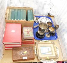 Books and metalware, to include trophies, plates, etc., books include Little Pip, Secret Water by Ar