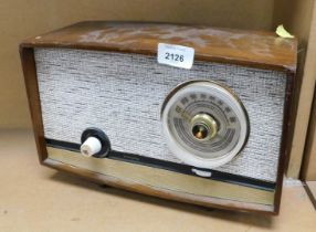 A mid-century vintage Murphy radio, type U512, wooden case, 33cm high.