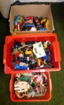 Diecast and other vehicles, and figures, makes include Matchbox etc. (2 boxes)