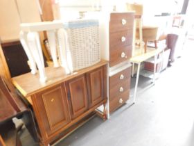 Occasional furniture, to include an oak sideboard, two three drawer chests of drawers, small bureau,