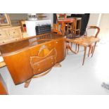 A group of furniture, comprising an oak veneered sideboard, games table or card table with folding l