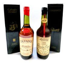 Two bottles of Preaux Calvados, boxed.