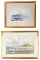 RS Turner (20thC School). Bamburgh Castle Northumberland, watercolour, signed and dated 98, 30cm x 4