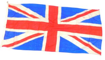 A Union Jack flag, cloth, 216cm x 100cm.