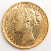 A Victorian full gold sovereign, dated 1880.