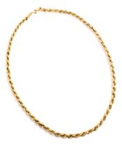 A modern 9ct gold rope twist chain necklace, 14.9g.