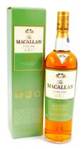 A bottle of Macallen Fine Oak Masters Edition Single Malt Scotch Whisky, boxed.