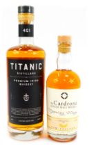 A bottle of Titanic Distillers Premium Irish Whiskey, 70cl, together with a bottle of The Cardrona G