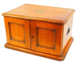 A Victorian oak canteen, the top with a moulded edge with a brass cartouche bearing the initial S, t