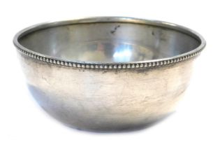 A George V silver bowl, with a beaded rim, Birmingham 1919, 2.73oz, 11cm diameter.