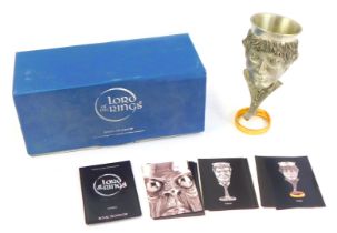 A Royal Selangor Lord of the Rings pewter goblet, modelled as Frodo, 19.5cm high, boxed.