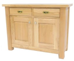 A Willis and Gambier oak side table, the rectangular top above two frieze drawers with two panelled