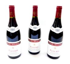 Three bottles of Collin-Bourisset Fleurie 2002.