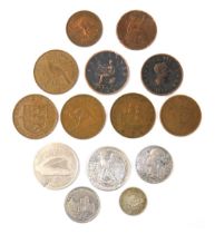 A group of George III and later copper coinage, to include an inverted 1799 halfpenny, 1807 halfpenn