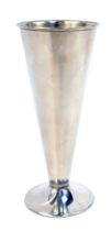 A Swedish stainless steel vase, of trumpet form, on circular foot, no 18/8, impressed marks, 18cm hi