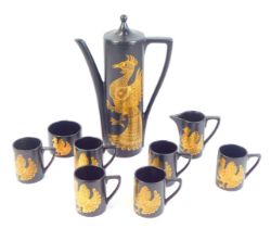 A Portmeirion part coffee service decorated in the Phoenix pattern, comprising coffee pot, milk jug,