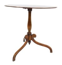 A George III oak occasional table, made up, the later oval and satinwood cross banded top over a tur