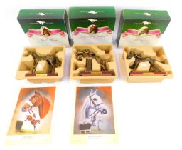 Three The Sport of Kings cast metal figures, comprising Red Rum, Desert Orchid and Shergar, together