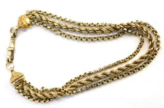 A 9ct gold triple row bracelet, with spring catch, 9.4g.