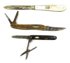 A George V silver and mother of pearl fruit knife, Sheffield 1911, together with a pocket knife with